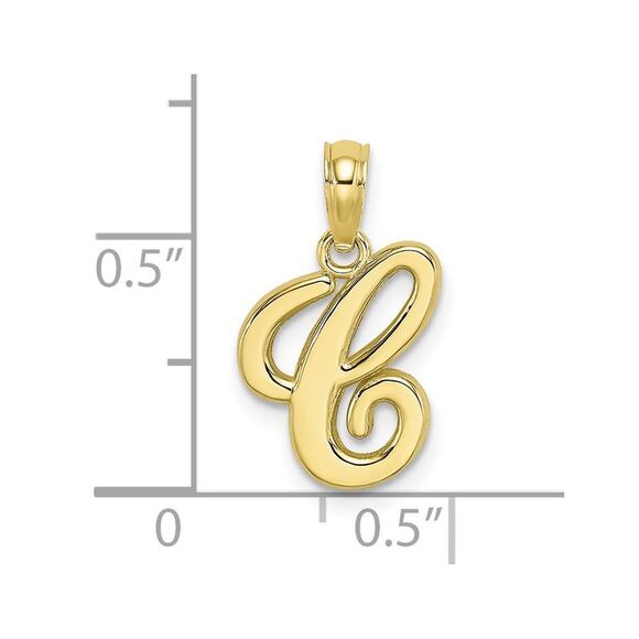 10K Yellow Gold Polished C Script Initial Charm - Picture 3 of 9